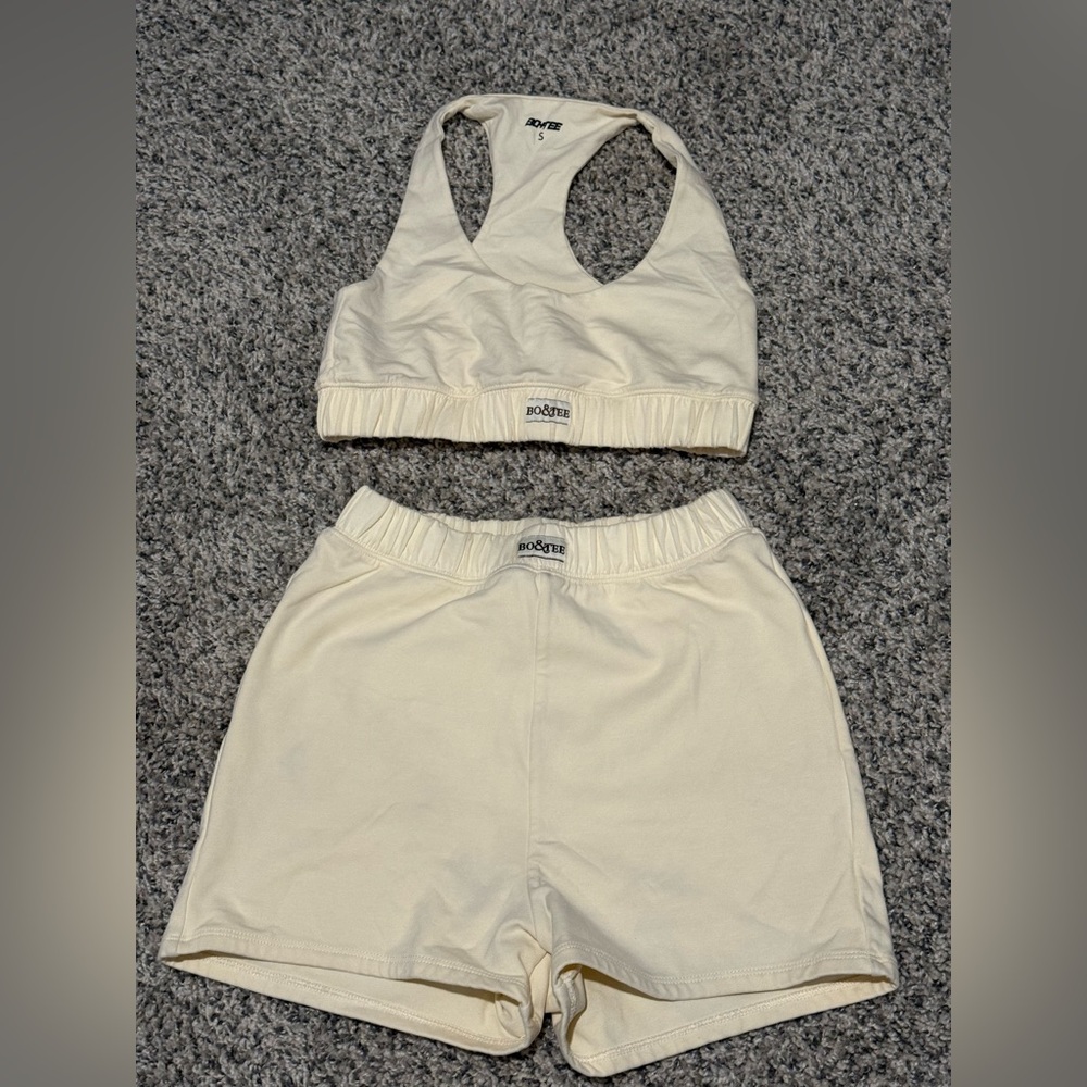 Bo + Tee Cream Sports Set - Sweat Short and Sweat Top - Small
